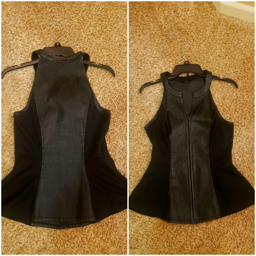 Leather Peblum Top